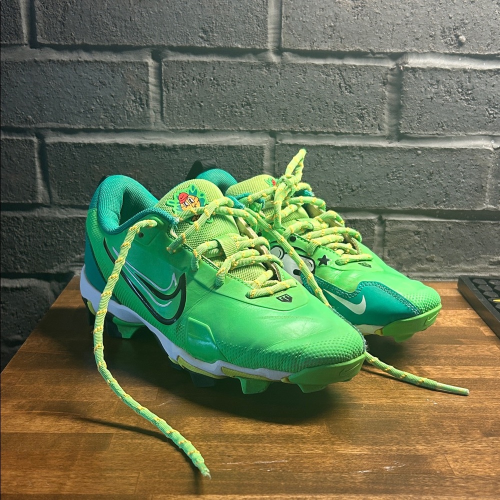 Nike Bright Green Mike Trout Baseball Cleats with Neon Accents